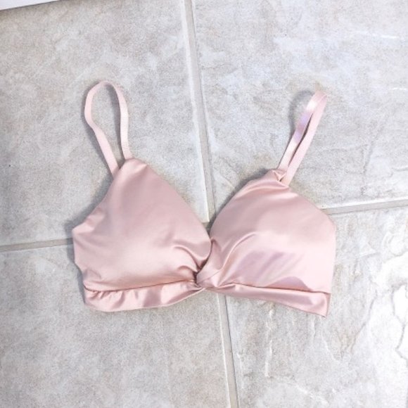 NEW Light Pink Shiny Bra Twist Style (Size: One Size) - Picture 2 of 3